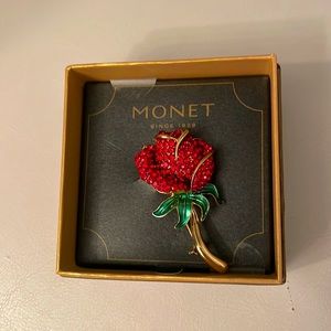 NWT Jeweled Rose Brooch Pin